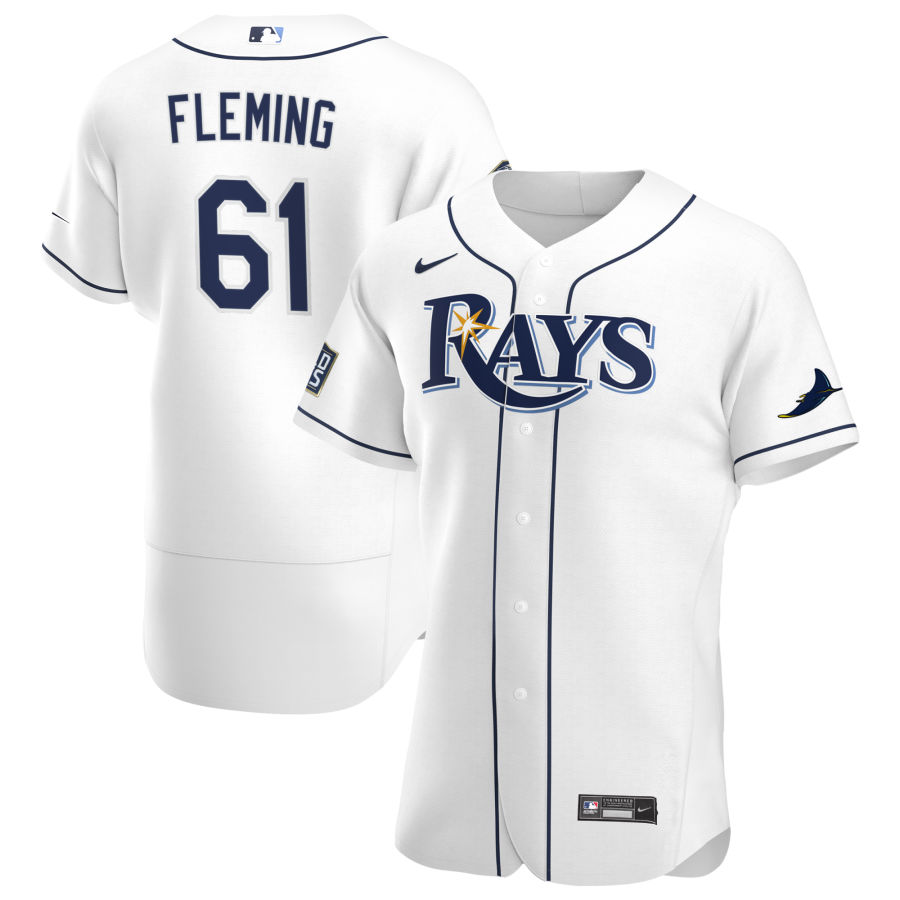 Tampa Bay Rays 61 Josh Fleming Men Nike White Home 2020 World Series Bound Authentic Player MLB Jersey